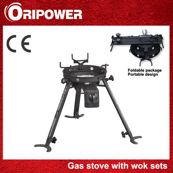 Outdoor Gas camping  Cooking grill stove burner with wok set