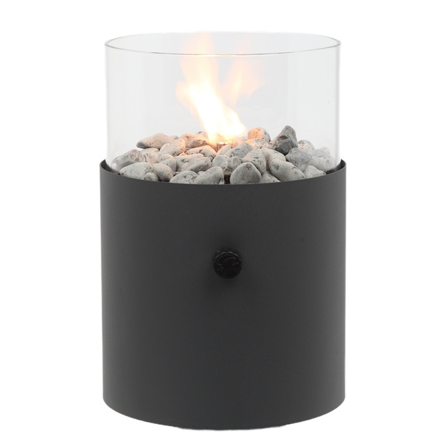 mini table top gas lantern with pebbles and glass cover desktop gas fire pits for indoor and outdoor use CE approved