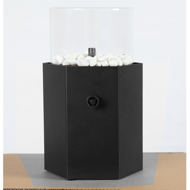 CE approved table top gas fireplace with decorative pebbles and glass cover OEM ODM