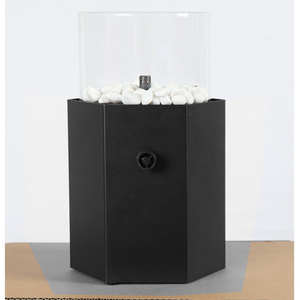 CE approved table top gas fireplace with decorative pebbles and glass cover OEM ODM