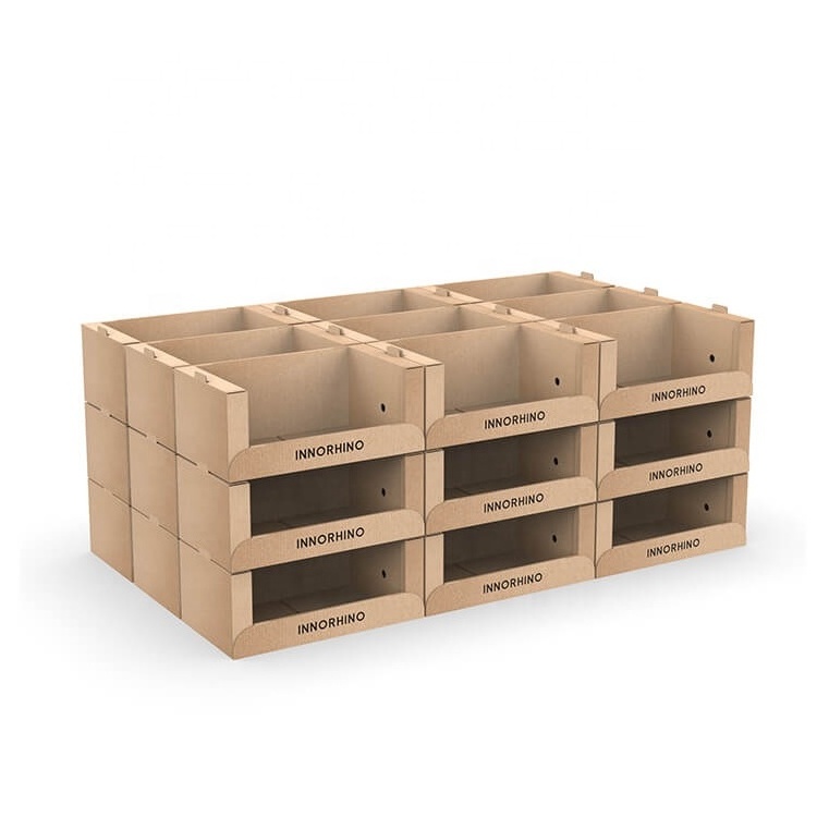 Retail Ready Products Packaging Store Floor Box Corrugated Stackable PDQ Display Pallet Tray INNORHINO