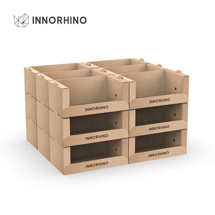 Retail Ready Products Packaging Store Floor Box Corrugated Stackable PDQ Display Pallet Tray INNORHINO