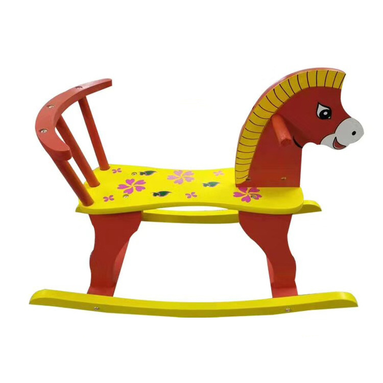 Wholesale Fashion Kids Children's Wooden Animal Shaped Chair Rocking Horse Decoration Wood Toy For Baby