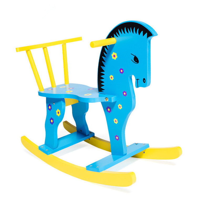 Wholesale Fashion Kids Children's Wooden Animal Shaped Chair Rocking Horse Decoration Wood Toy For Baby