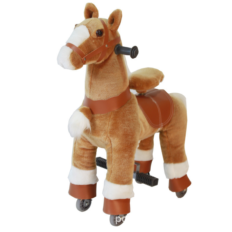 Plush Mechanical Horse Kids Playground Walking Animals Unicorn Foot Pedal Riding Toy Small Size Horse Cycle Toy