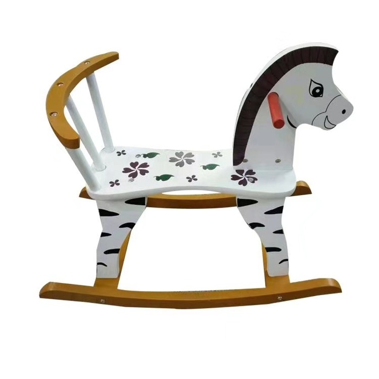 Wholesale Fashion Kids Children's Wooden Animal Shaped Chair Rocking Horse Decoration Wood Toy For Baby