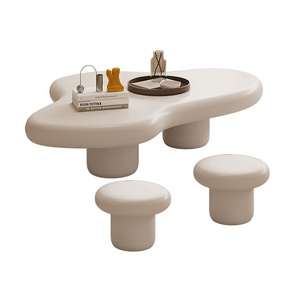 High quality modern home furniture detachable white cloud shape wooden coffee table for living room