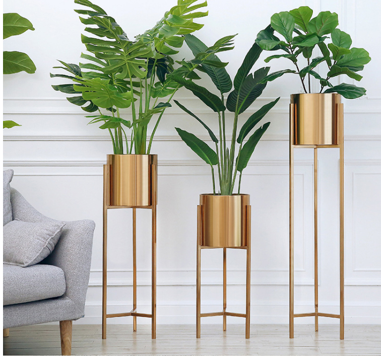 Innova Balcony Large Garden Tall Flower Plant Stand Modern Indoor Outdoor Unique Decorative Metal Gold Planter Pot Stand