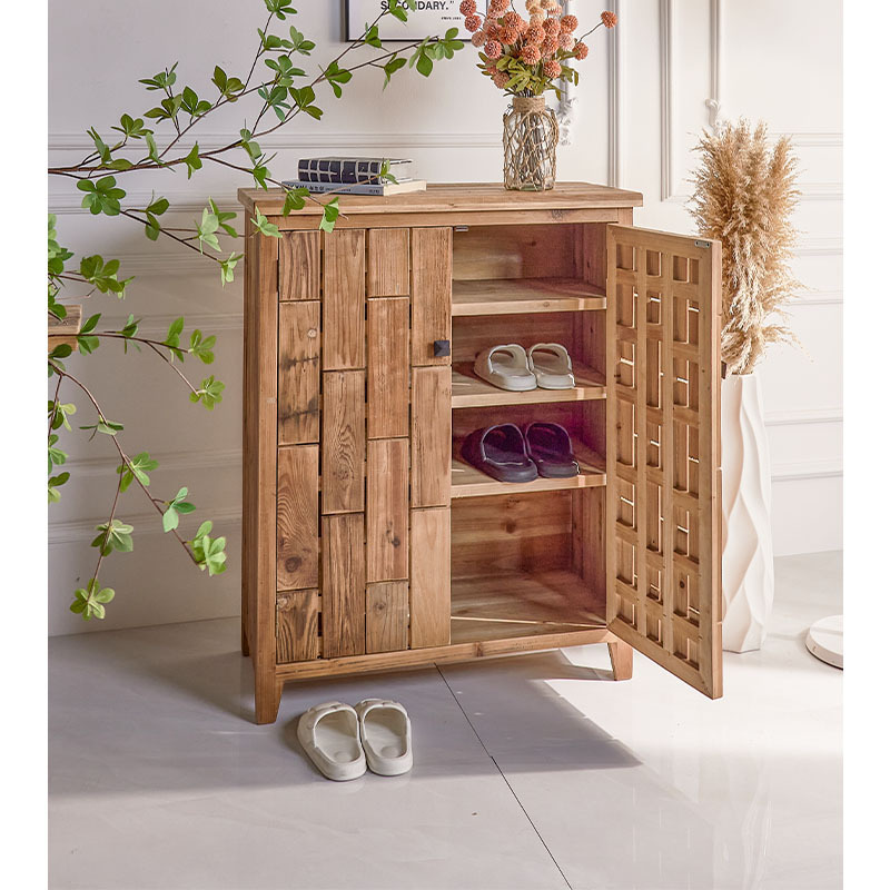 INNOVA rustic home living room entryway bedroom solid wood shoe rack storage cabinet with doors