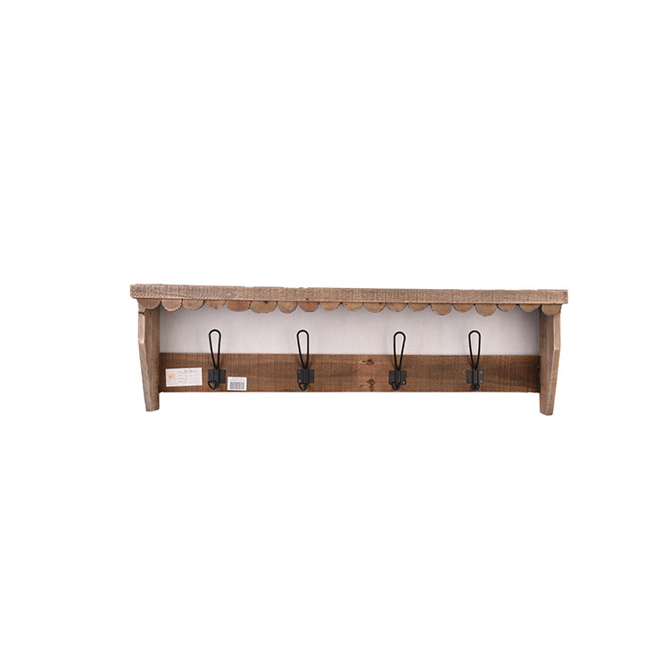 INNOVA home vintage rustic 19 inch wall mounted wooden rack shelf with clothes coat hook