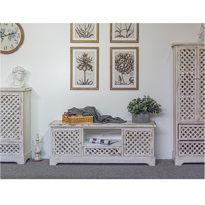 antique MDF wood television stand long console tv unit cabinet designs home retro furniture living room white tv stand cabinet