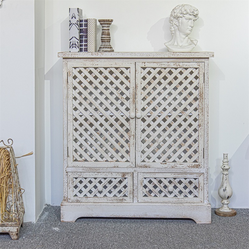 INNOVAHOME manufacturers supply bedroom living room rustic unique handmade white solid wood storage side cabinet