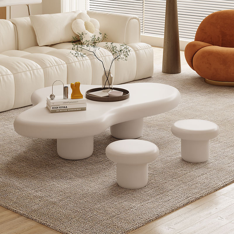 High quality modern home furniture detachable white cloud shape wooden coffee table for living room