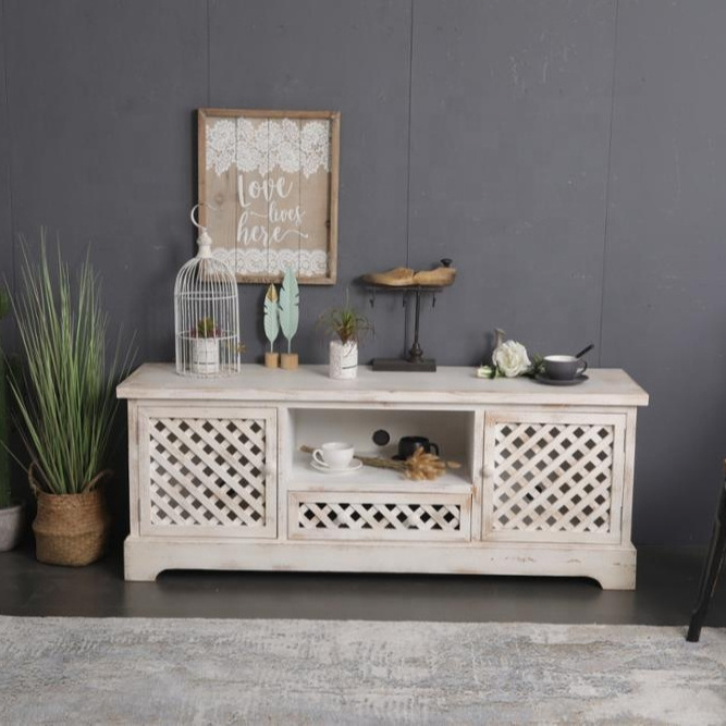 antique MDF wood television stand long console tv unit cabinet designs home retro furniture living room white tv stand cabinet