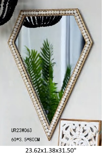 Rustic home decor diamond shaped royal designer unique luxurious heart wood carved panels wall mirror