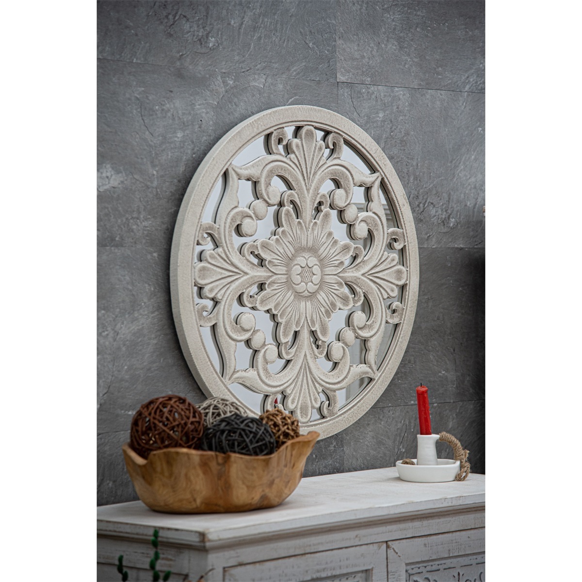 INNOVA living room decoration metal wall flower art rustic white round metal circle Wall Decor