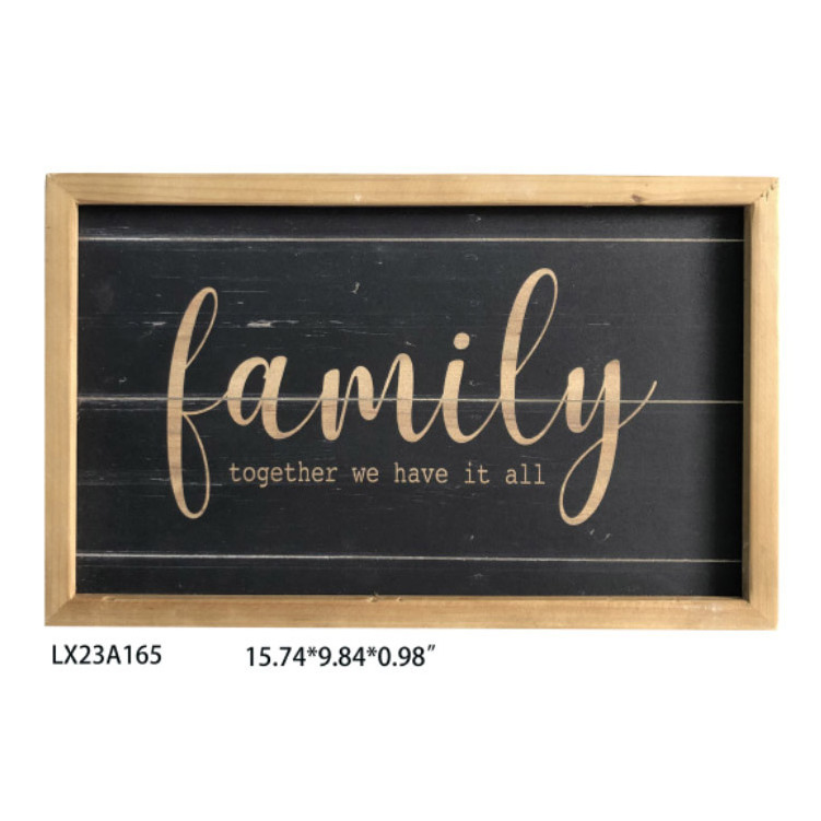 New design family sign rustic rectangle wood panels wall art decor for living room