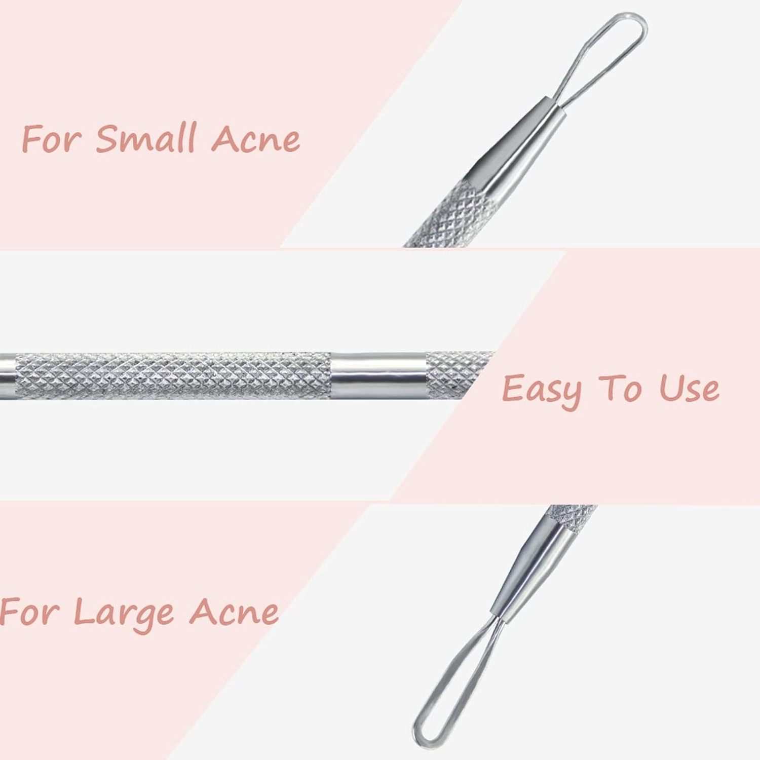 Comedone Lifter With Loop and Ring Stainless Steel Acne Needle Kit Eco-Friendly Blackhead Remover Blemish Comedo Extractor Tool