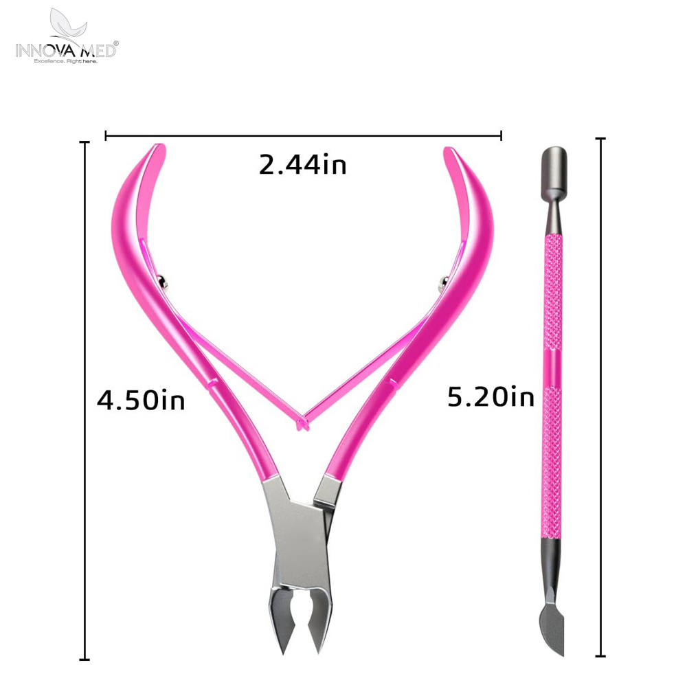 Cuticle Trimmer with Cuticle Pusher Professional Stainless Steel Cuticle Cutter Sharp Blades By INNOVAMED INSTRUMENTS