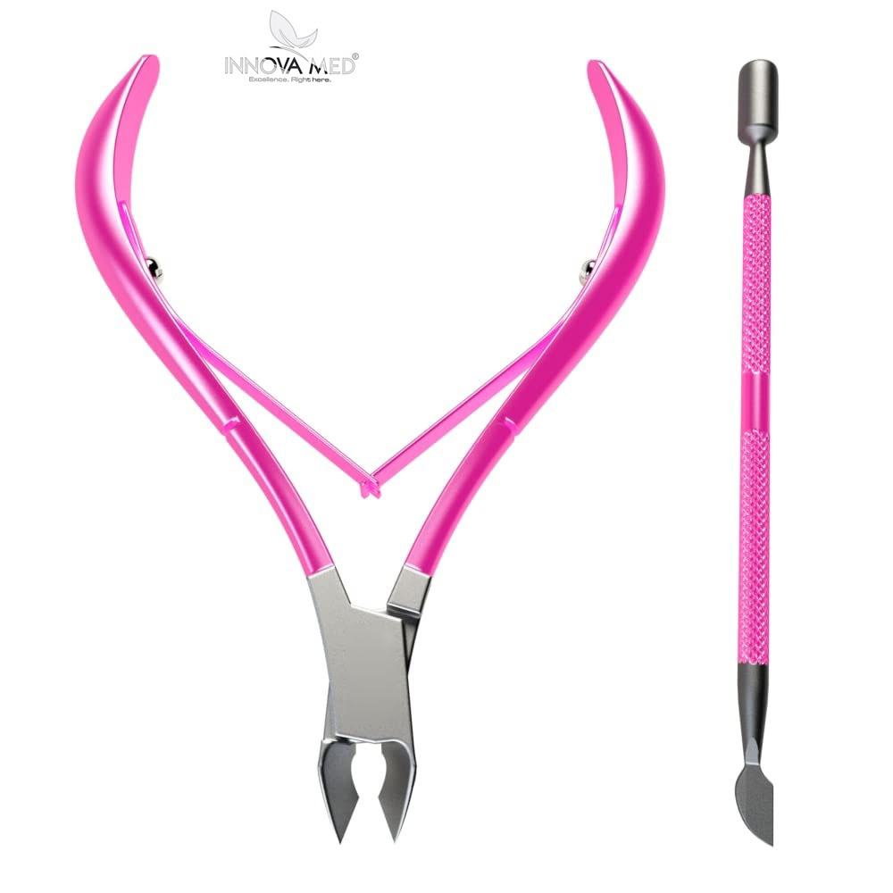 Cuticle Trimmer with Cuticle Pusher Professional Stainless Steel Cuticle Cutter Sharp Blades By INNOVAMED INSTRUMENTS