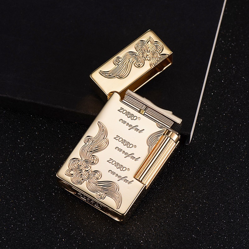 Original Copper Sculpture Fuguihua Kerosene Lighter Creative Side Lighter with Langsheng Windproof Lighter