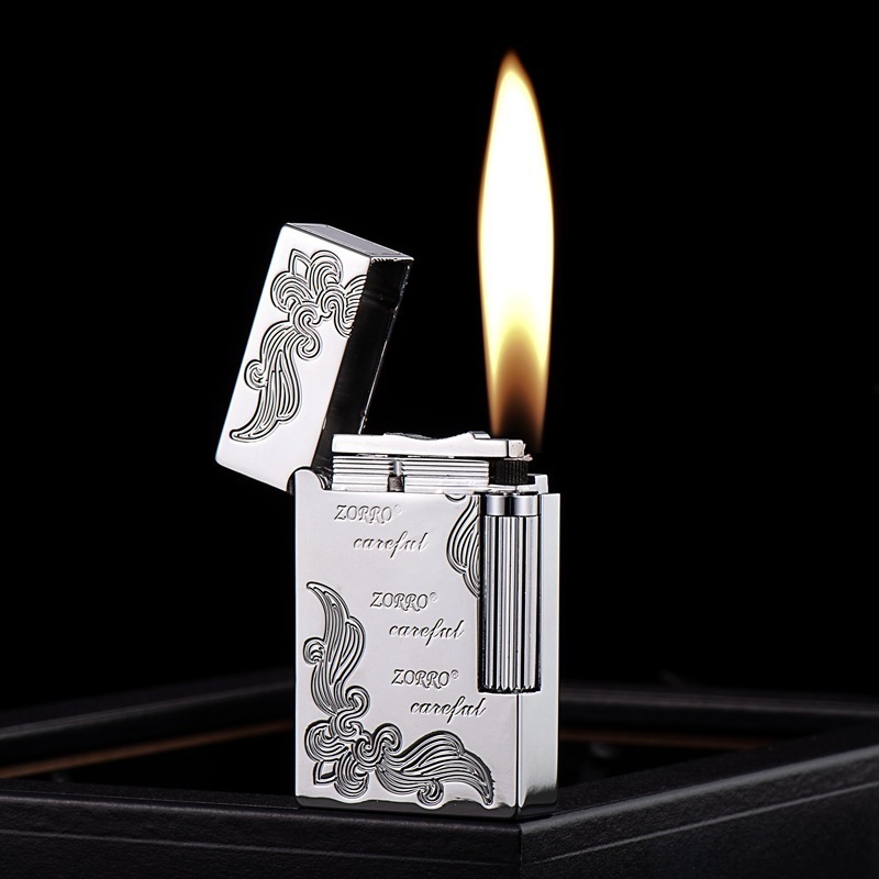 Original Copper Sculpture Fuguihua Kerosene Lighter Creative Side Lighter with Langsheng Windproof Lighter