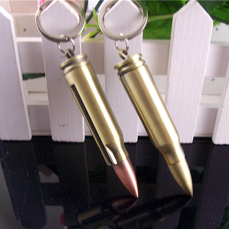 Ten Thousand Matches Bullet Head Cotton Oil Lighter with Keychain, Hot Selling Creative Gift for Street Stalls