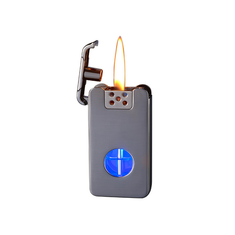 Intelligent voice controlled ignition kerosene lighter with large capacity blue light transparent compartment retro lighter