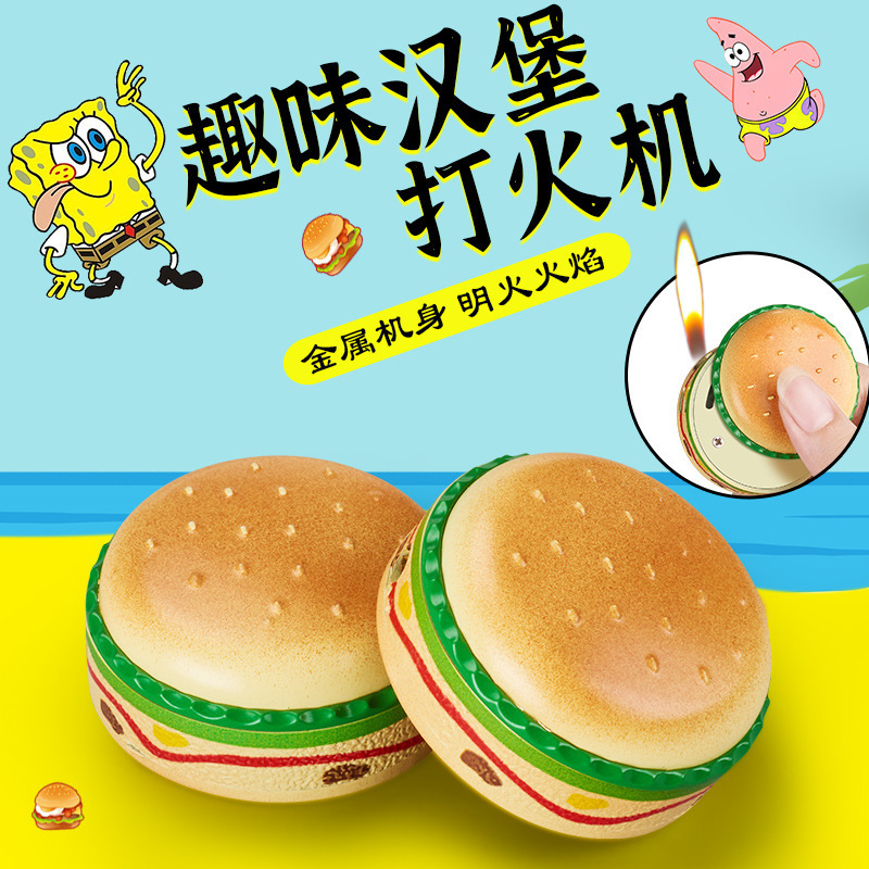 Creative and Fun Crab Burger King Crab Emperor Burger Lighter Mini Cute, Exquisite, Compact, and Safe and Reliable Side Lighting