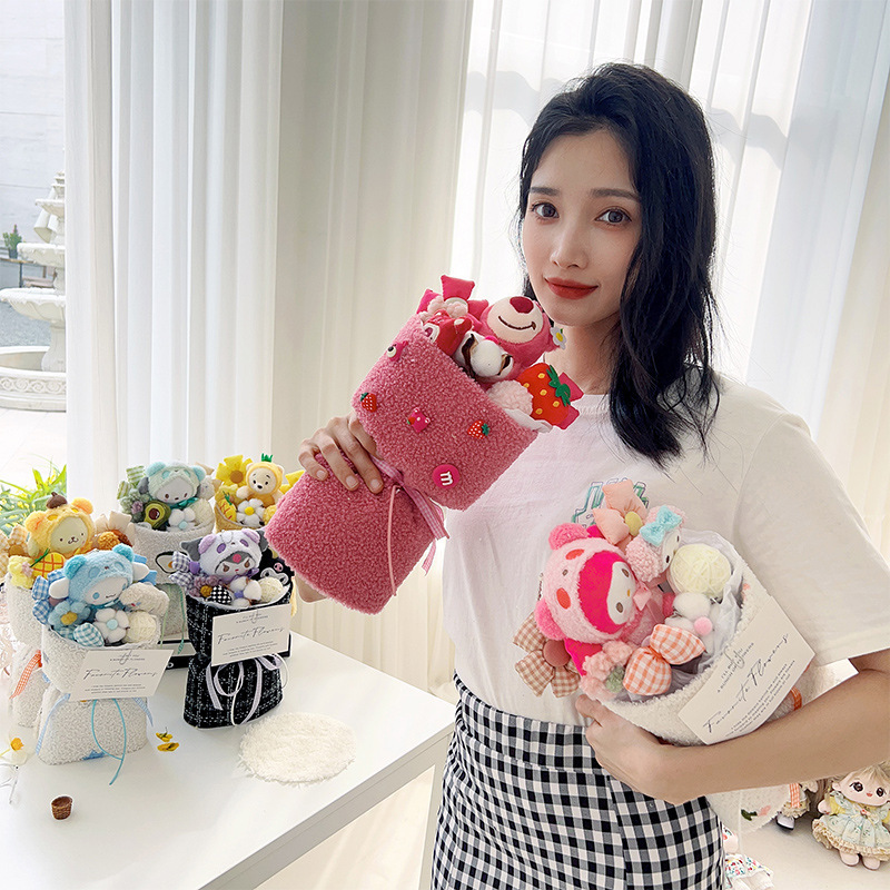 Plush Doll Bouquet Toy Gift Bag Christmas Plush Doll Flower Bundle Toy Gift Bag Valentine's Day Christmas Girl Friend Gift Doll