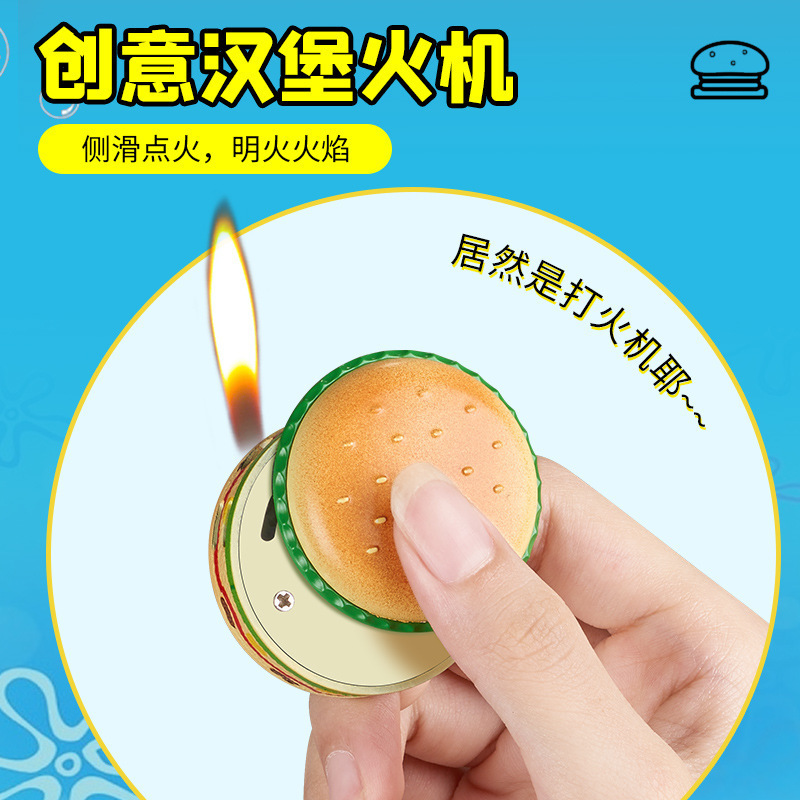 Creative and Fun Crab Burger King Crab Emperor Burger Lighter Mini Cute, Exquisite, Compact, and Safe and Reliable Side Lighting