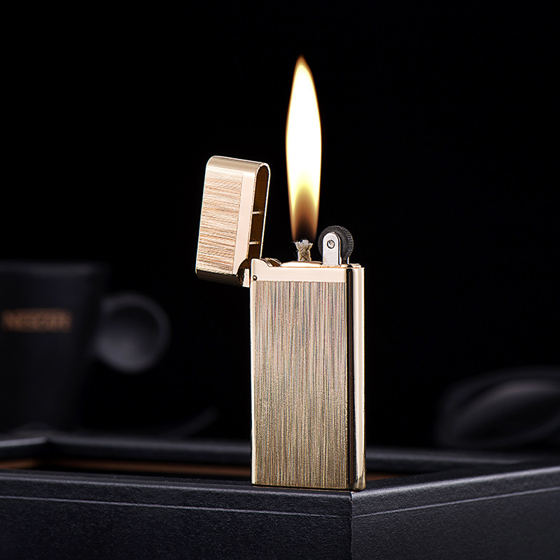 Slim and portable metal open flame kerosene lighter, personalized and creative lighter