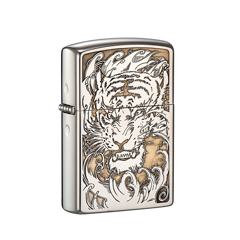 Tiger Crane Yannian Platinum Dual Color Series Pure Copper Shell Kerosene Lighter