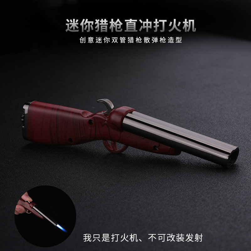 Creative wood grain double barreled shotgun, shotgun, ignition machine gun model, personalized double direct inflation