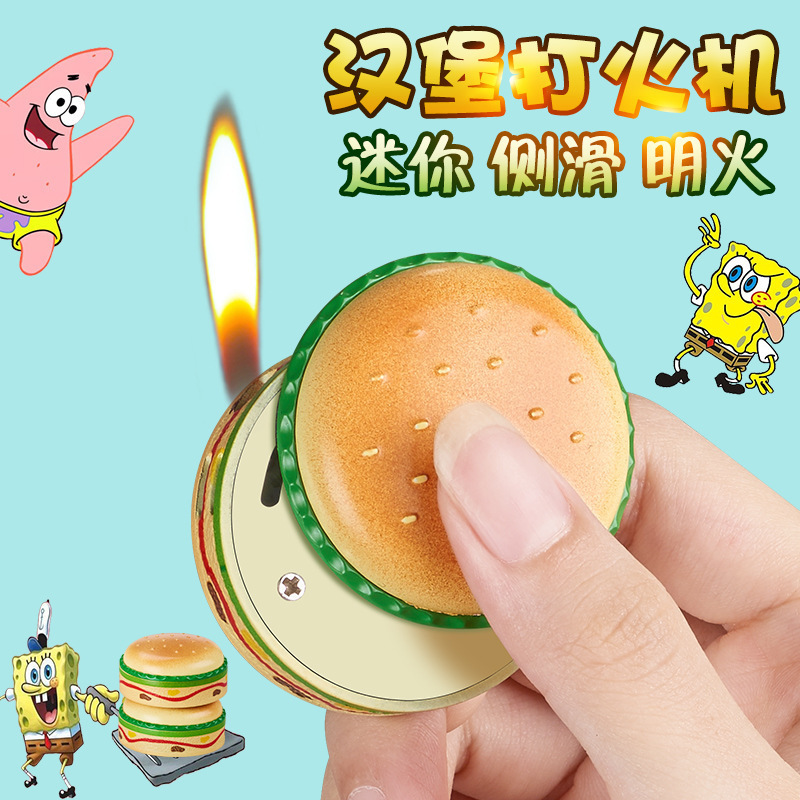 Creative and Fun Crab Burger King Crab Emperor Burger Lighter Mini Cute, Exquisite, Compact, and Safe and Reliable Side Lighting