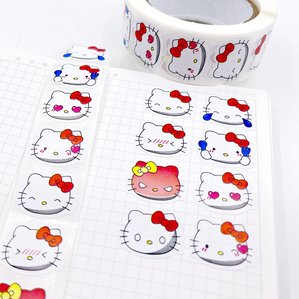 20MM Cartoon Animal Sanliro Roll Stickers 500pcs Anime Cute Kuluomi Kitty Hand Ledger Decoration Sealing Sticker Student Gift