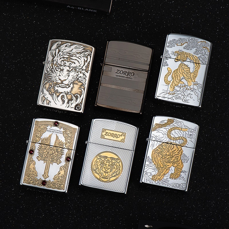 Tiger Crane Yannian Platinum Dual Color Series Pure Copper Shell Kerosene Lighter