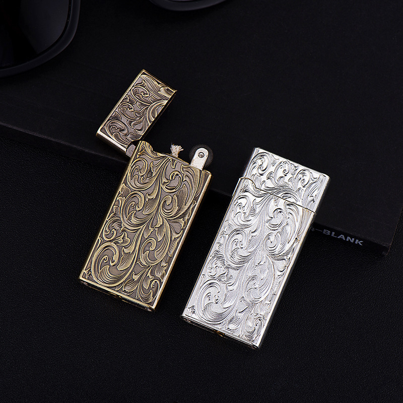 Slim and portable metal open flame kerosene lighter, personalized and creative lighter