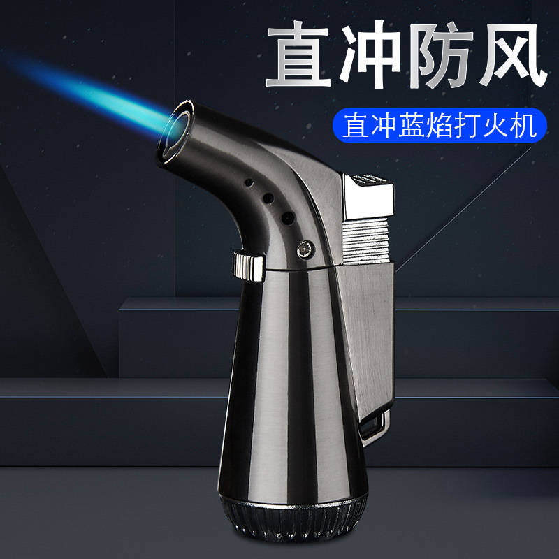 Personalized and novel teapot shaped curved straight flame locking lighter, inflatable windproof pipe cigar lighter