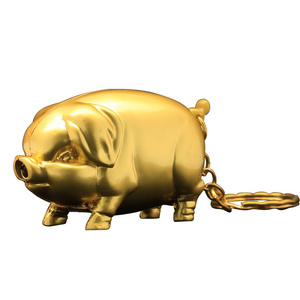 Silver Star Golden Pig Pendant Inflatable Open Fire Lighter Gold Fart Pig Shaped Keychain Lighter