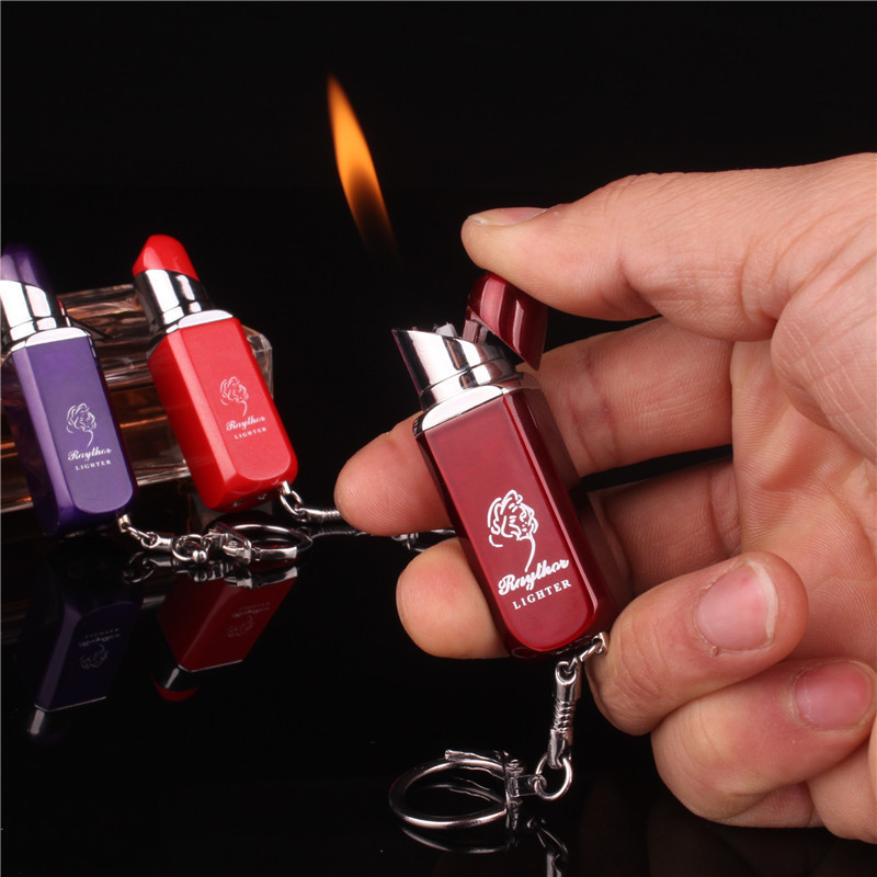 New and Unique Keychain Pendant Lighter Cigarette Set Creative Mini Lipstick Lighter