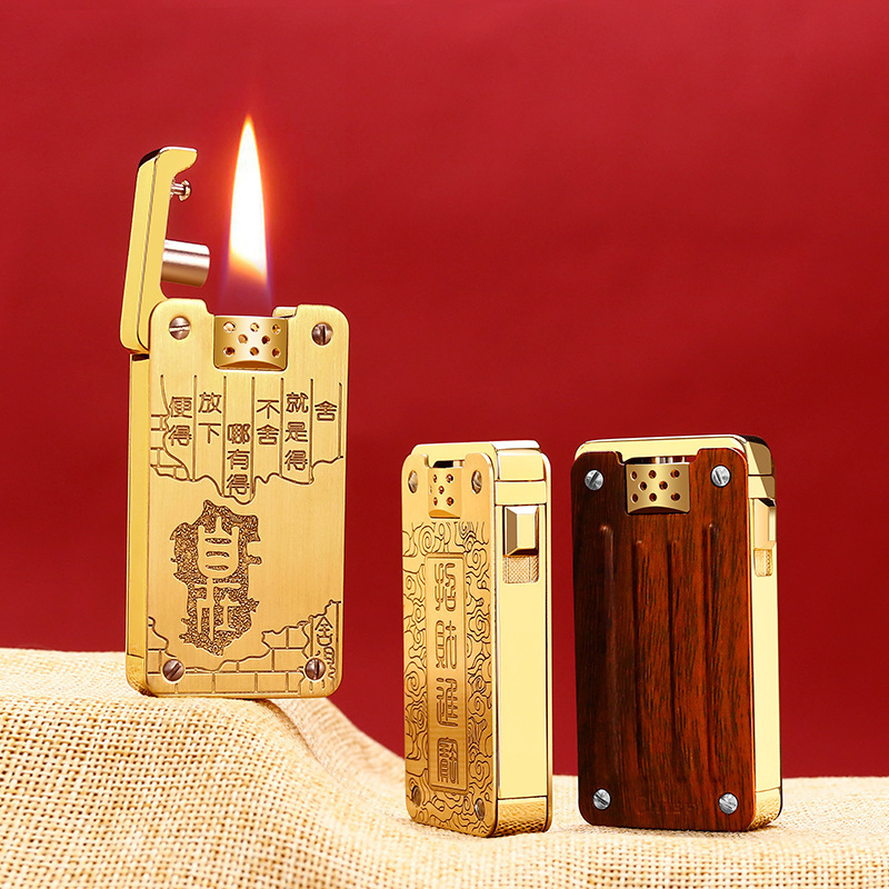 Original copper catapult kerosene lighter, metal open flame high-end lighter as a gift