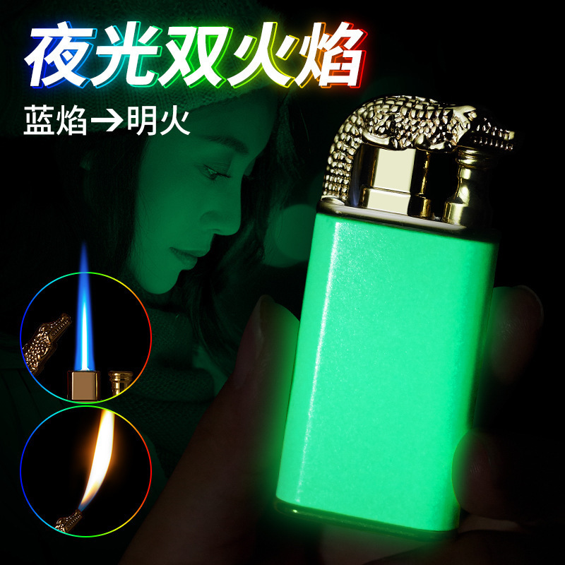 Night Glow Crocodile Dolphin Double Fire Direct Charge Open Fire Conversion Lighter