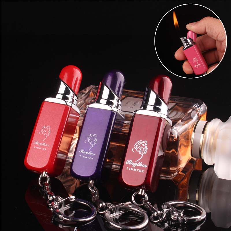 New and Unique Keychain Pendant Lighter Cigarette Set Creative Mini Lipstick Lighter