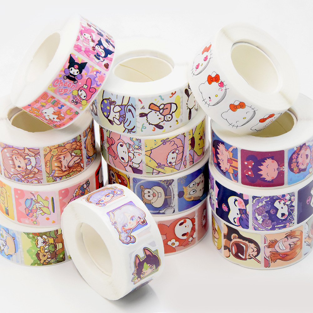 20MM Cartoon Animal Sanliro Roll Stickers 500pcs Anime Cute Kuluomi Kitty Hand Ledger Decoration Sealing Sticker Student Gift