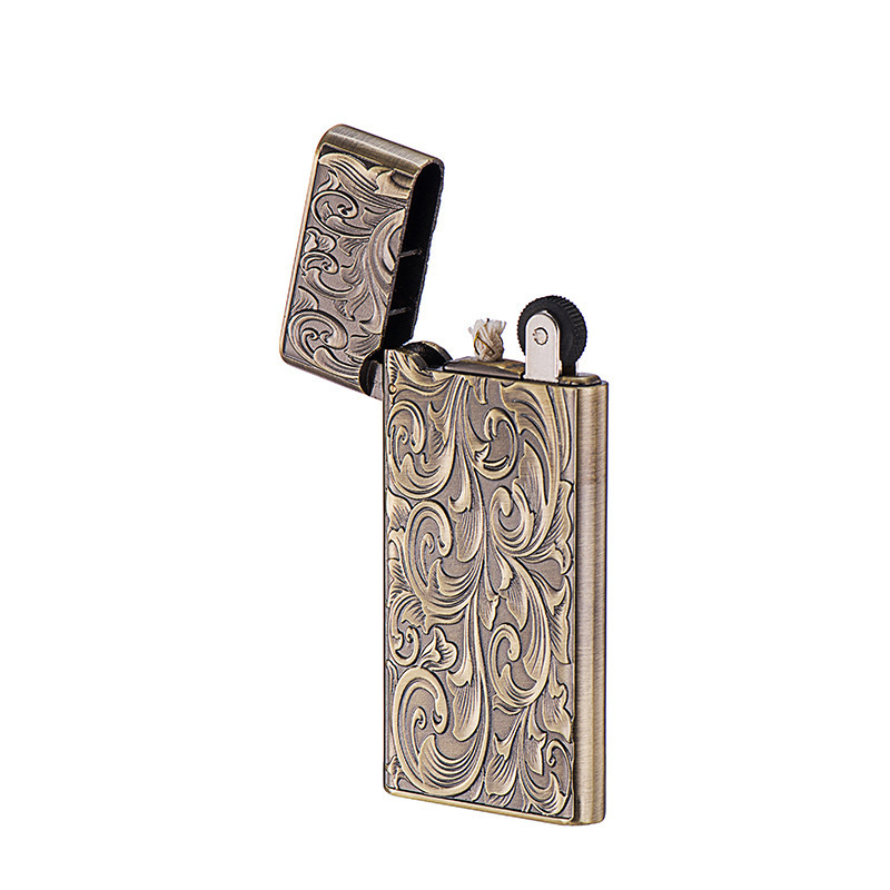 Slim and portable metal open flame kerosene lighter, personalized and creative lighter