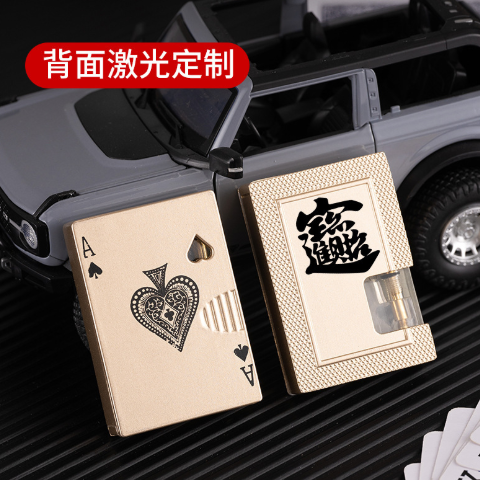 Playing Card Lighter Personalized Multifunctional Inflatable Green Fire Windproof Transparent Box Flash Ultra Thin Lighter