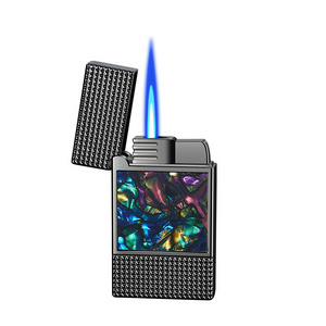 Creative Handmade Beimu Haibei Inlaid Inflatable Outdoor Windproof Direct Blue Flame Lighter