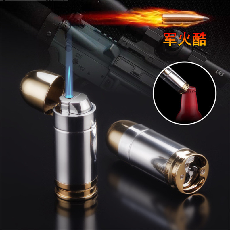 Personalized metal multifunctional bullet shaped lighter with bottle opener