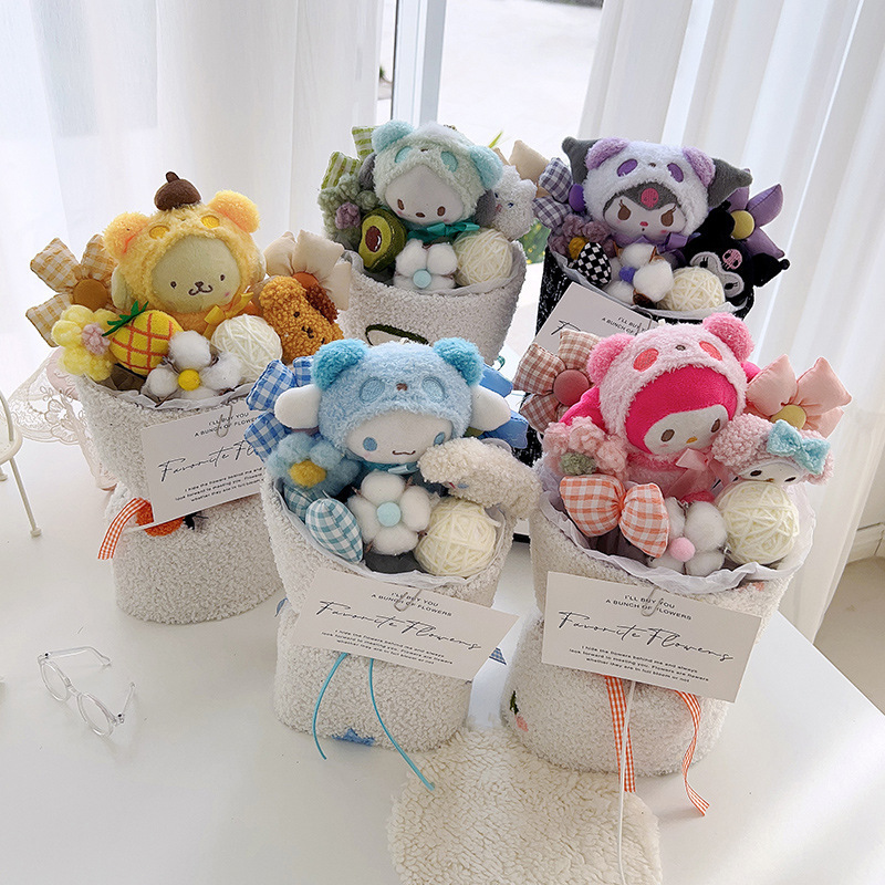 Plush Doll Bouquet Toy Gift Bag Christmas Plush Doll Flower Bundle Toy Gift Bag Valentine's Day Christmas Girl Friend Gift Doll